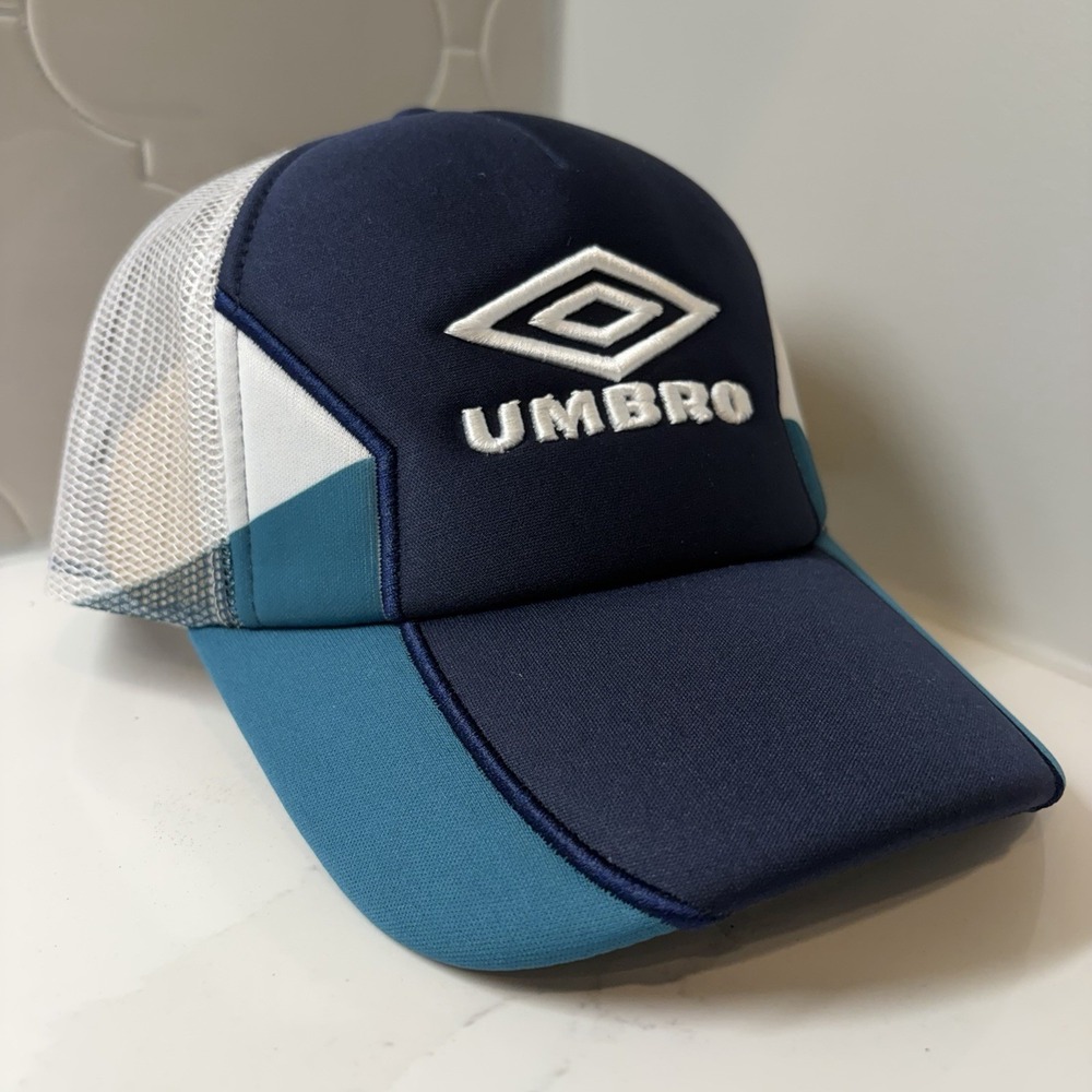 Umbro Relaxed Fit Blue Green Foam Trucker Snapback Adjustable Hat Cap OSFM